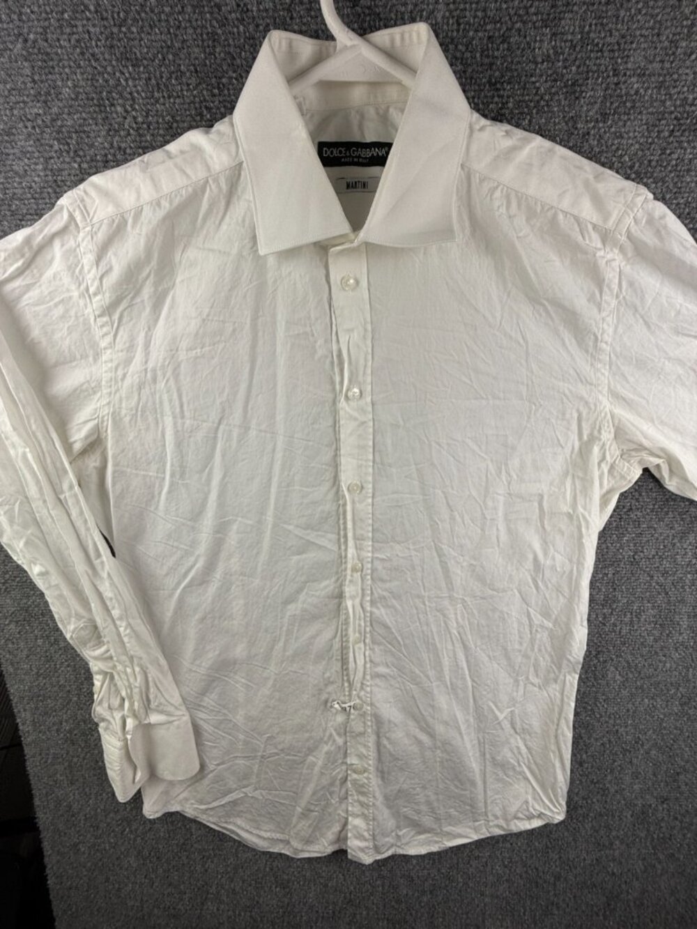 Dolce Gabbana Martini Long Sleeve Button White Size 40 (15.75) Designer Adult